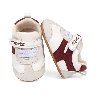 HsdsBebe Baby Boys Girls Pu Leather Hard Bottom Walking Sneakers Toddler Rubber Sole First Walkers Infant Cartoon Slippers Crib Shoes