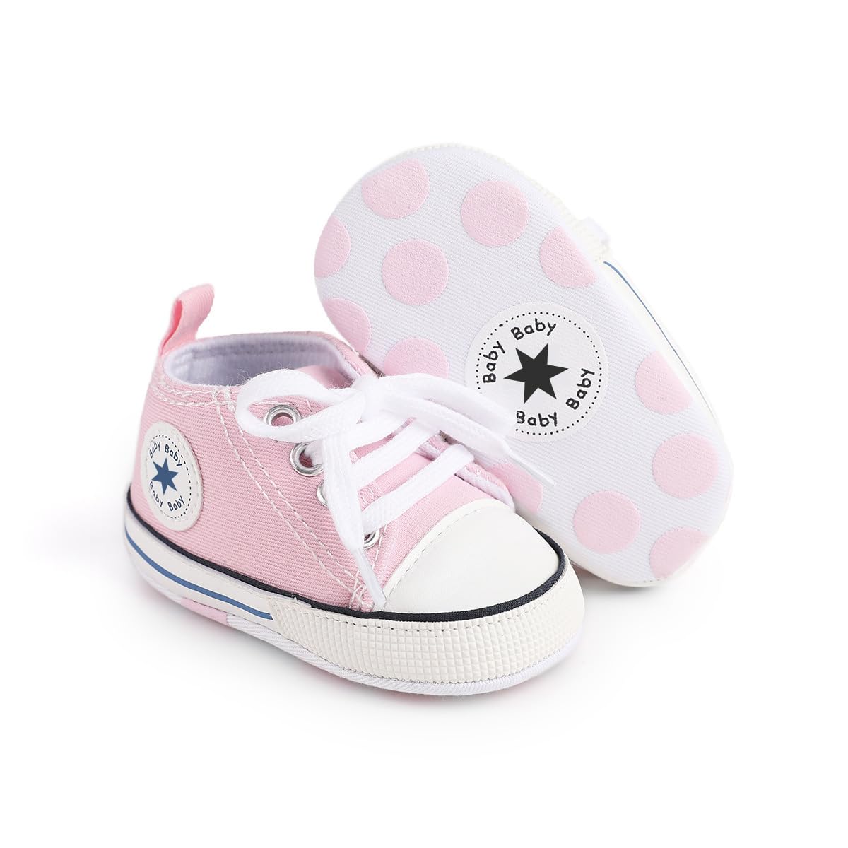 Unisex Baby Girls Boys Canvas High-top Shoes, Newborn Infant Anti-Slip Soft Sole Frist Walking Breathable Sneakers