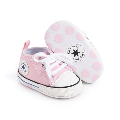 Unisex Baby Girls Boys Canvas High-top Shoes, Newborn Infant Anti-Slip Soft Sole Frist Walking Breathable Sneakers