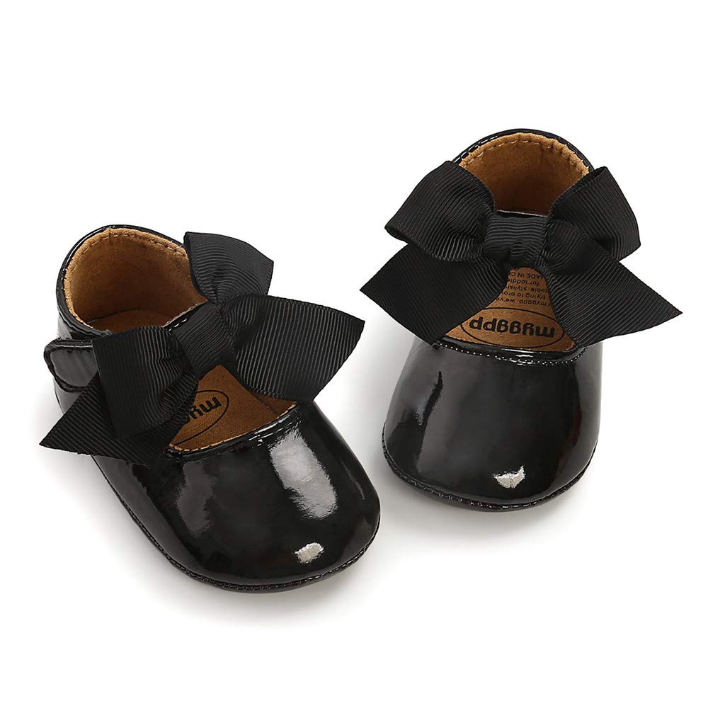 Baby Girls Mary Jane Flats with Bowknot Floral Princess Wedding Dress Shoes Soft Newborn Infant Crib First Walkers Prewalker