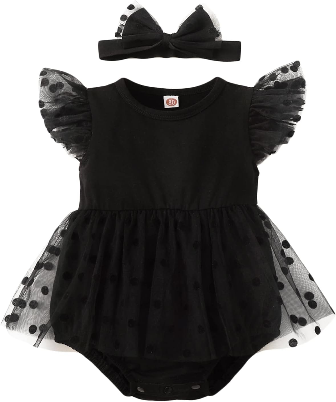 Baby Girl My Little Black Romper Dress Short Sleeve Mesh Stitching Bowknot Princess Gown Romper Party Tutu Dress