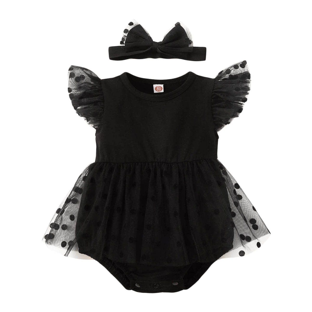 Baby Girl My Little Black Romper Dress Short Sleeve Mesh Stitching Bowknot Princess Gown Romper Party Tutu Dress