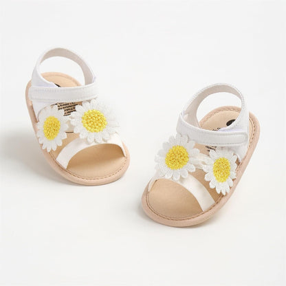 Baby Girl Sandals Flower Bowknot Soft Sole Anti Slip Rubber Wedding Dress Flats Toddler First Walking Shoes