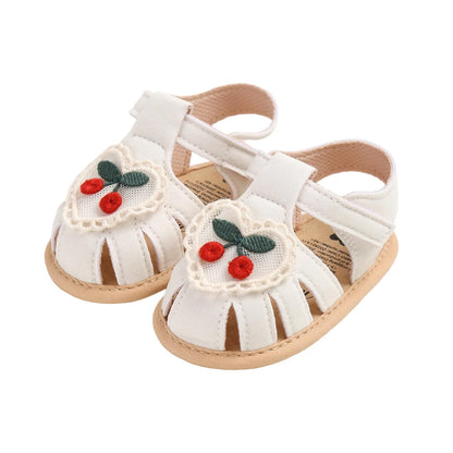 Baby Girl Sandals Flower Bowknot Soft Sole Anti Slip Rubber Wedding Dress Flats Toddler First Walking Shoes