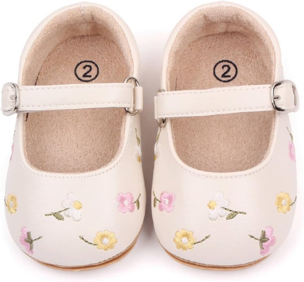 Fashion Gold Bow Baby Girl Shoes Soft Sole Crib Shoes for Infant & Toddler, Non-Slip First Walkers Newborn Baby Mary Jane Flats