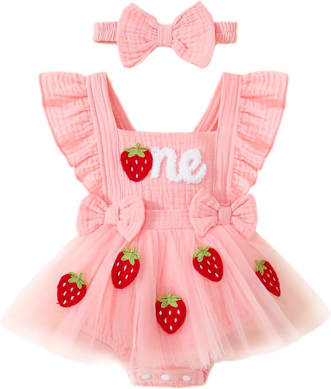 Baby Girl 1st Birthday Tulle Romper Dress Ruffle Bodysuit