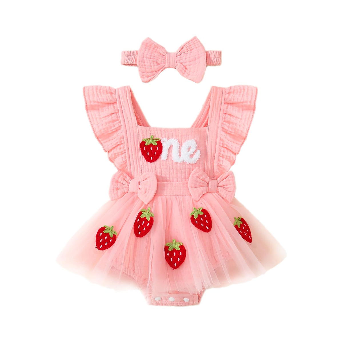 Baby Girl 1st Birthday Tulle Romper Dress Ruffle Bodysuit
