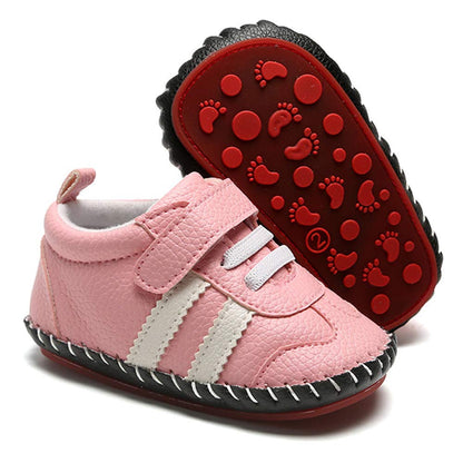 HsdsBebe Baby Boys Girls Pu Leather Hard Bottom Walking Sneakers Toddler Rubber Sole First Walkers Infant Cartoon Slippers Crib Shoes