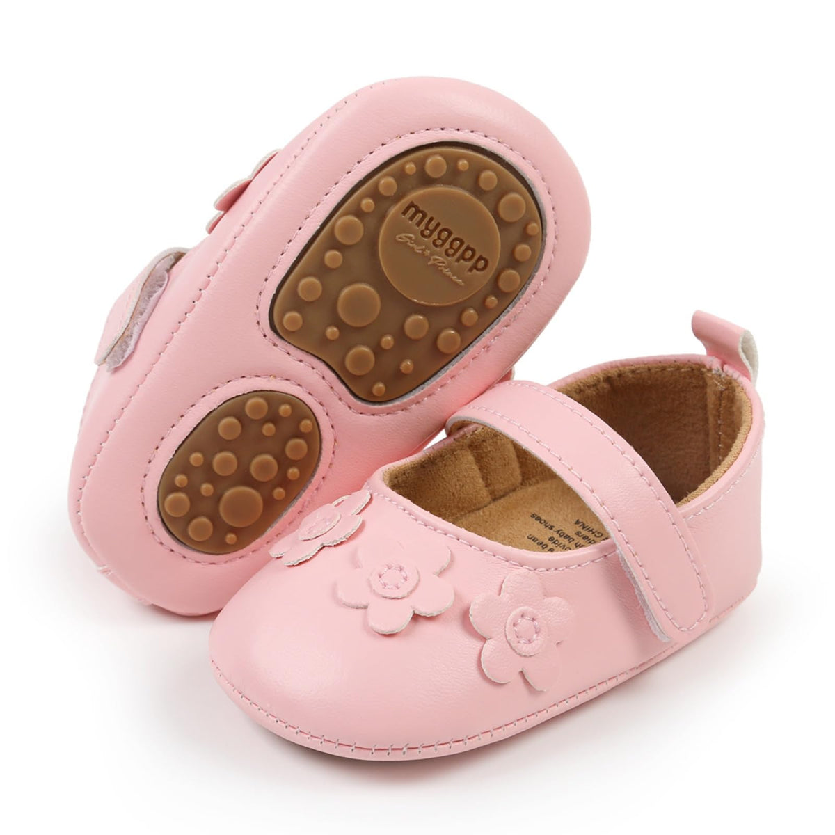 Baby Girls Mary Jane Flats Shoes with Non-Slip Soft Sole Toddler First Walkers Newborn Princess Dress Shoes
