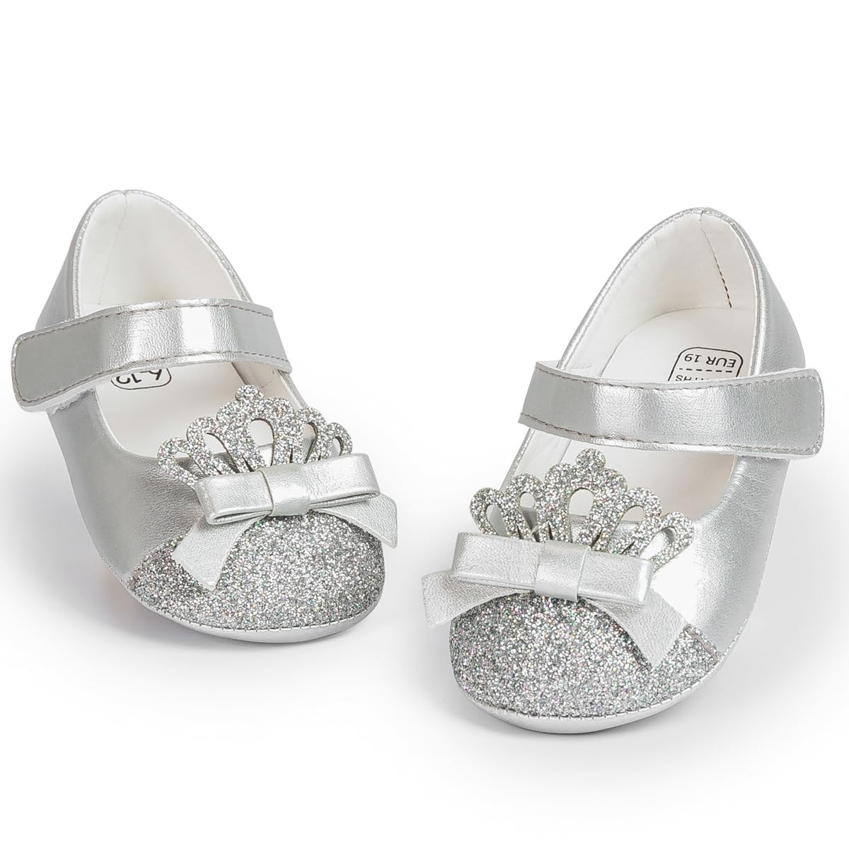Baby Mary Jane Flats for Girls with Bowknot Cotton Anti Skid Sole Infant First Walker Princess Dress Crib Wedding Shoes