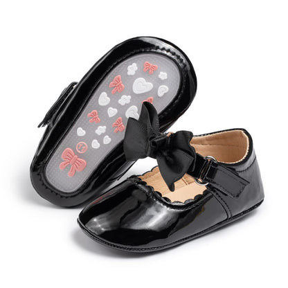 Baby Mary Jane Flats for Girls with Bowknot Cotton Anti Skid Sole Infant First Walker Princess Dress Crib Wedding Shoes