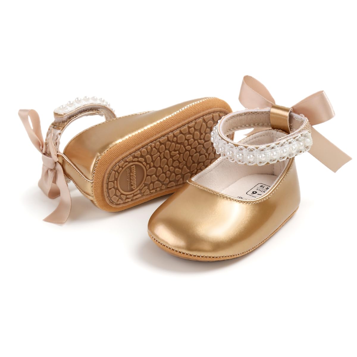 Baby Girls Mary Jane Flats Wedding Uniform Dress Shoes Soft Anti-Slip Sole Infant Newborn Crib First Walkers Prewalker Shoe