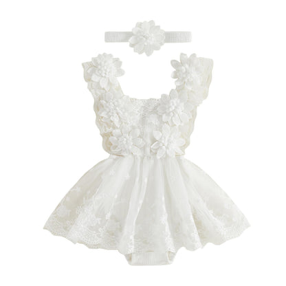 Mtsebmves Newborn Baby Girl Romper Dress Infant Lace Floral Bow Tulle Dress Toddler Girls Photography Outfits