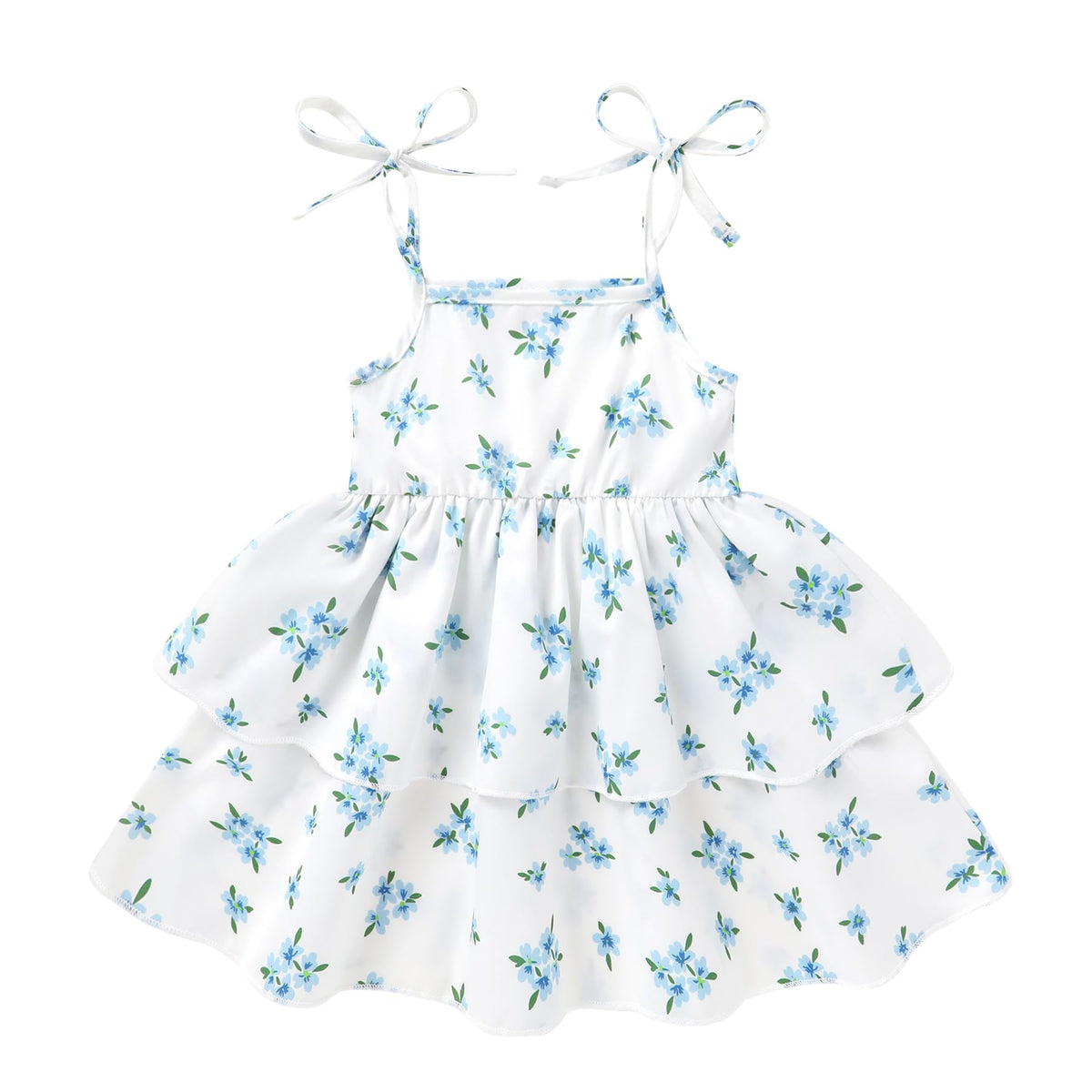 Happy Town Infant Baby Girl Dress Sleeveless Tiered Floral Strap Dresses Toddler Summer Sundress Clothes