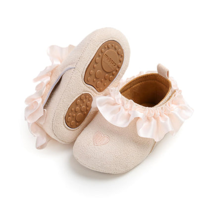 Baby Girls Mary Jane Flats Shoes with Non-Slip Soft Sole Toddler First Walkers Newborn Princess Dress Shoes