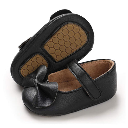 E-FAK Baby Girls Shoes Mary Jane Flats Shoes Anti-Slip Soft Rubber Sole Toddler First Walkers Princess Dress Shoes