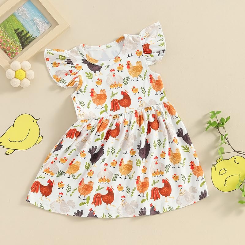 Toddler Baby Girls' Dresses Kid Little Girls Summer Outfit Casual Cartoon Round Neck A-Line Beach Dresses