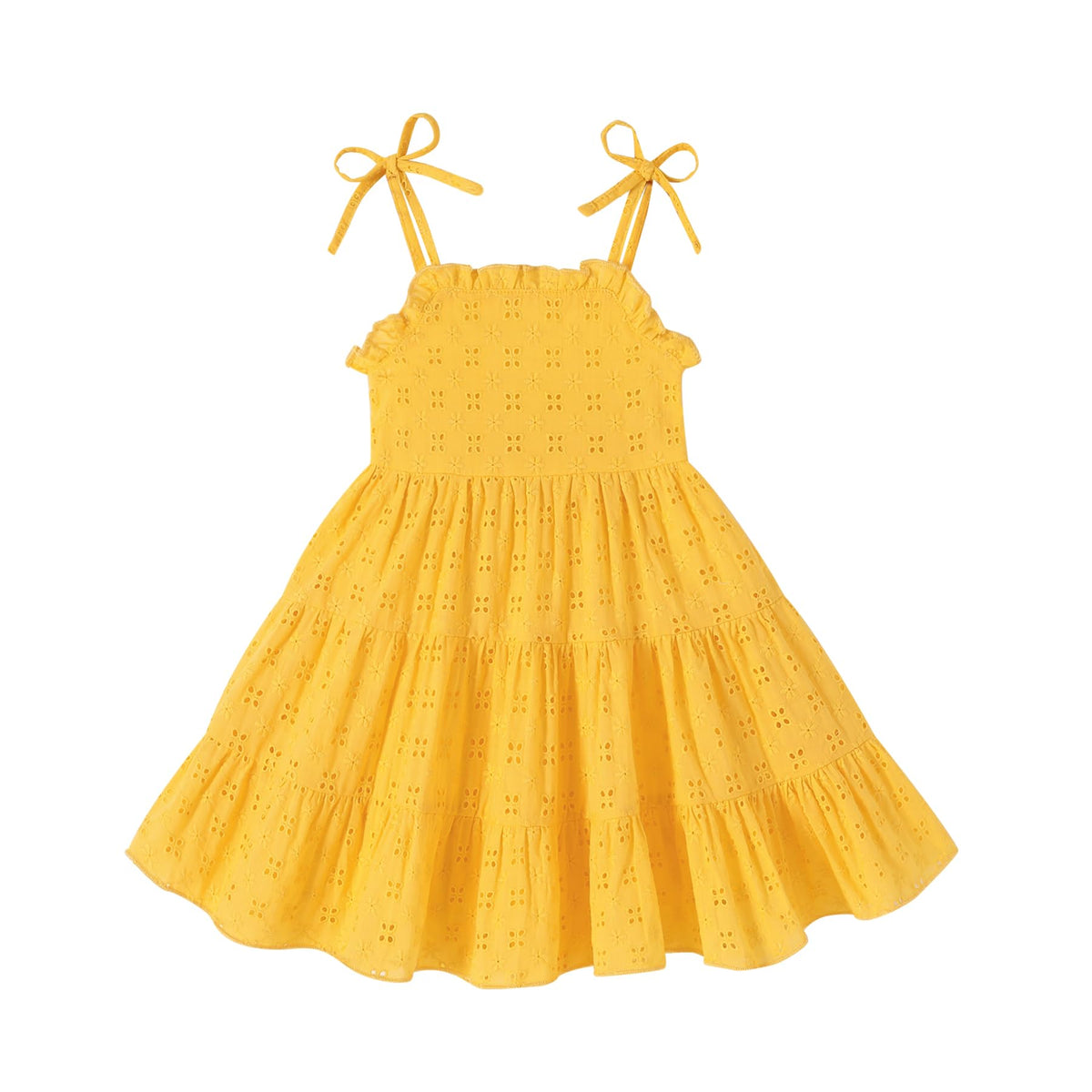 JEELLIGULAR Toddler Girl Summer Dress Tie Strap Sleeveless Sundress White/Floral/Denim Beach Dresses for Baby Girls 12M-6Y