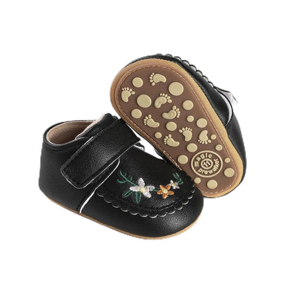 HsdsBebe Baby Boys Girls Pu Leather Hard Bottom Walking Sneakers Toddler Rubber Sole First Walkers Infant Cartoon Slippers Crib Shoes