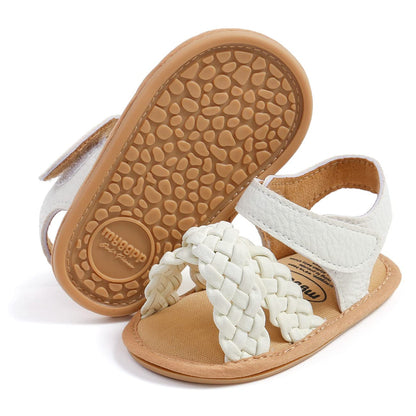 LAFEGEN Infant Baby Girls Summer Sandals Newborn Toddler First Walker Crib Dress Shoes (0-18Months)