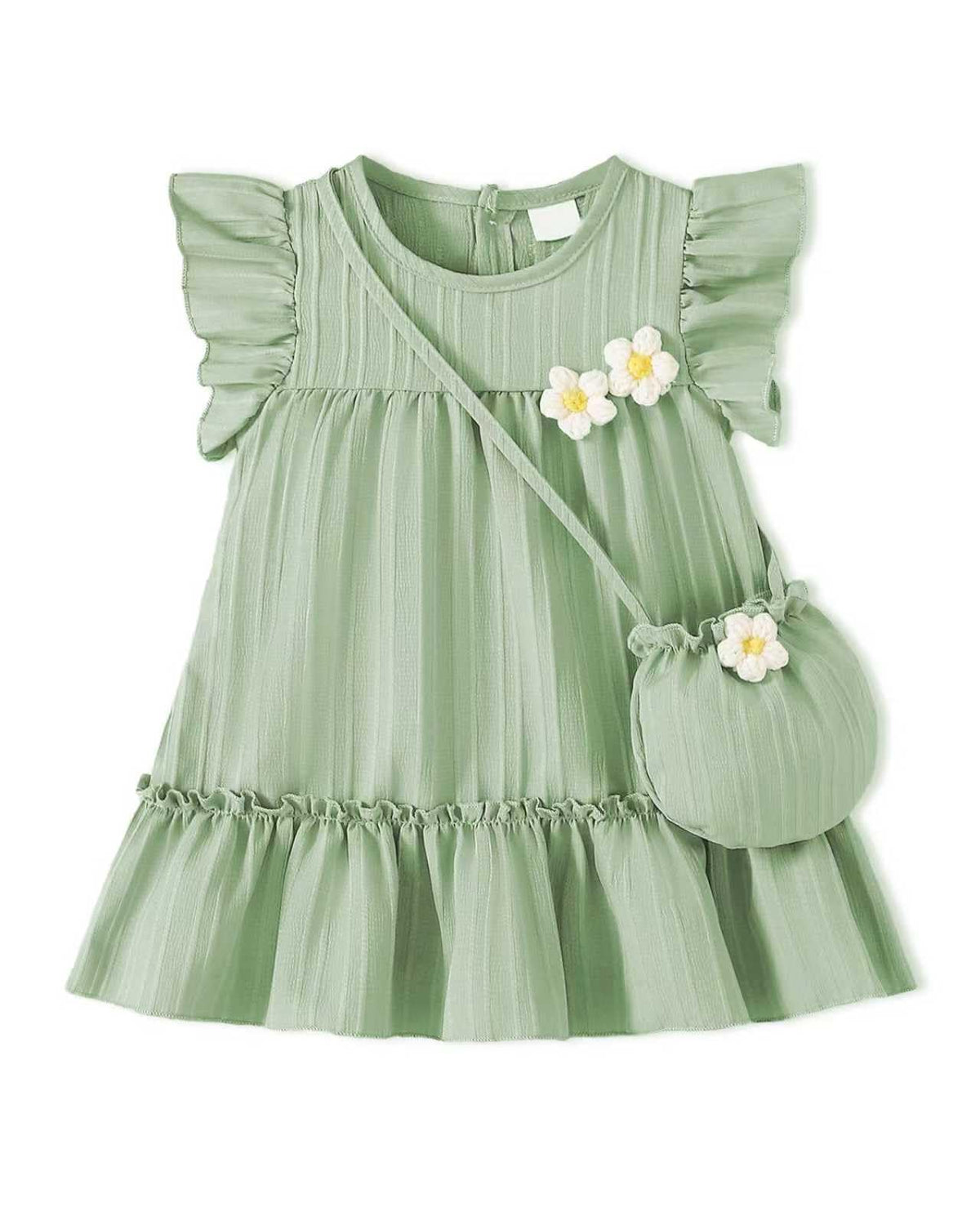 Toddle Baby Girl Dress Ruffle Summer Sleeveless Dresses 3D Floral Sundress 2Pcs Photoshoot Outfit