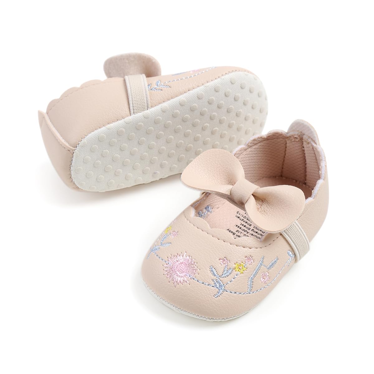 Baby Girls Mary Jane Flats with Bowknot Floral Princess Wedding Dress Shoes Soft Newborn Infant Crib First Walkers Prewalker