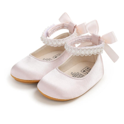 Baby Girls Mary Jane Flats Wedding Uniform Dress Shoes Soft Anti-Slip Sole Infant Newborn Crib First Walkers Prewalker Shoe