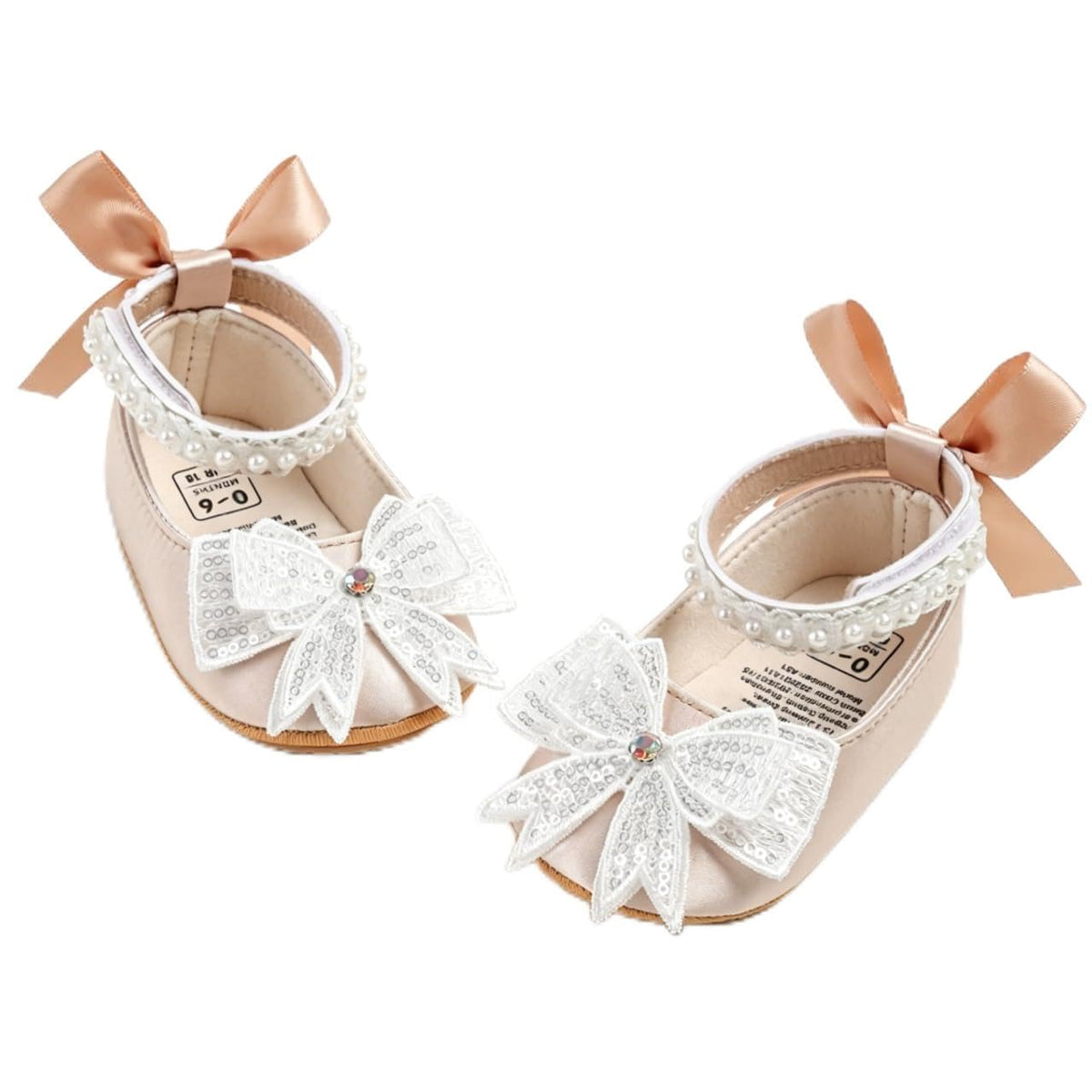 HsdsBebe Baby Girls Mary Jane Flats - Infant Newborn Walking Sneakers Soft Rubber Sole Princess Wedding Shoes