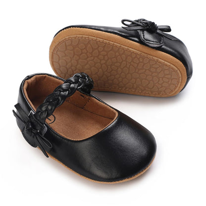 Baby Girls Mary Jane Flats Shoes with Non-Slip Soft Sole Toddler First Walkers Newborn Princess Dress Shoes