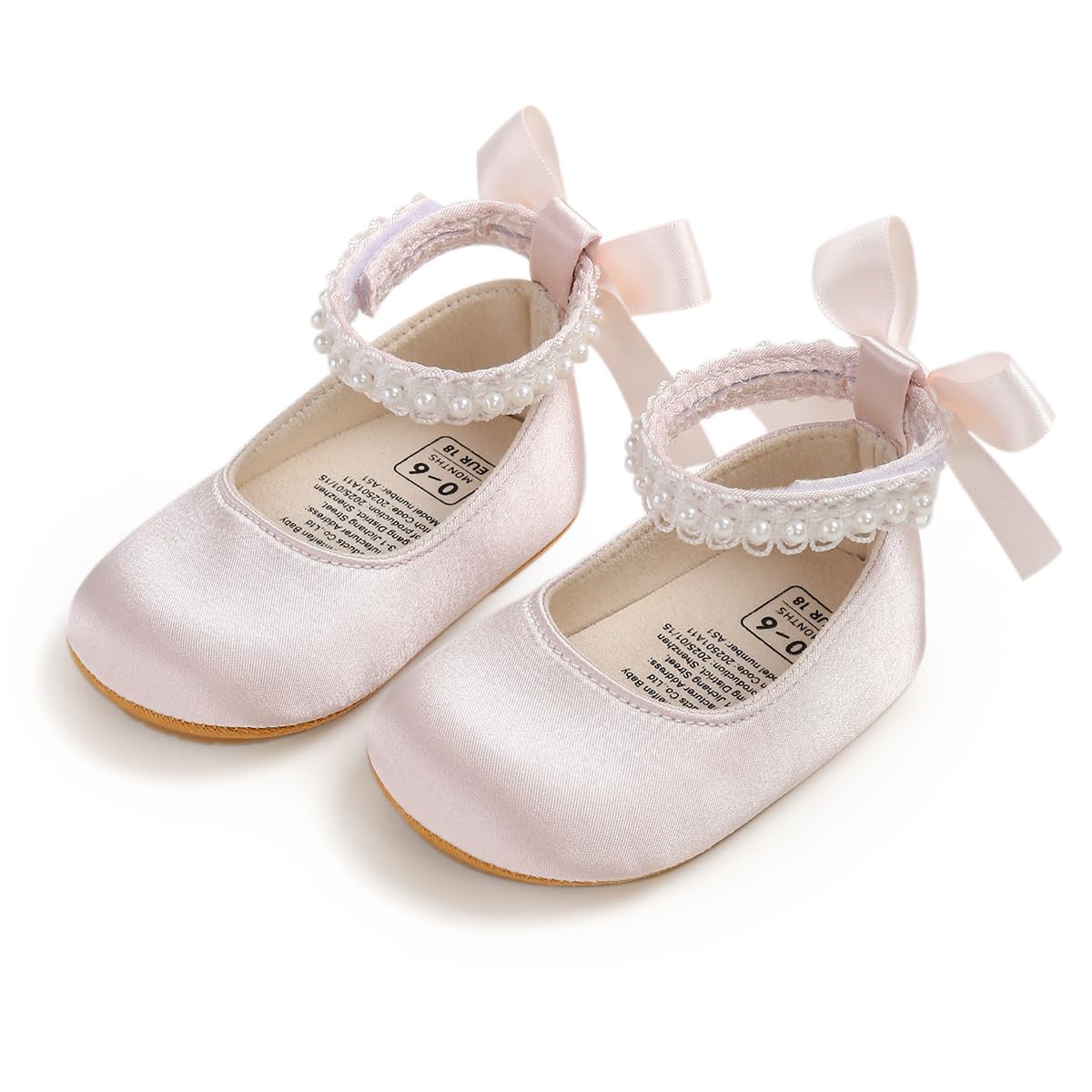 HsdsBebe Baby Girls Mary Jane Flats - Infant Newborn Walking Sneakers Soft Rubber Sole Princess Wedding Shoes