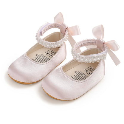 HsdsBebe Baby Girls Mary Jane Flats - Infant Newborn Walking Sneakers Soft Rubber Sole Princess Wedding Shoes