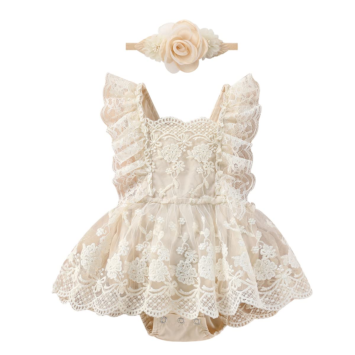 FYMNSI Newborn Photography Outfits Girl Lace Romper Dress for 1st Birthday