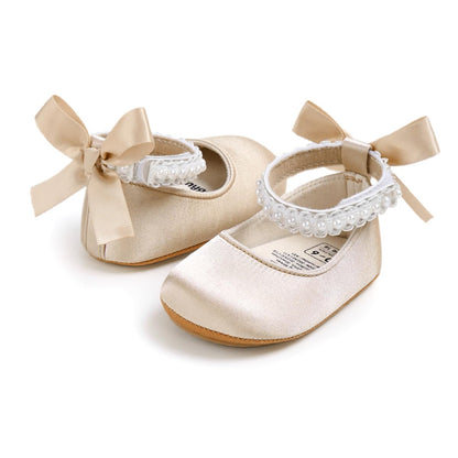 Baby Girls Mary Jane Flats Non-Slip Soft Sole Infant Newborn Walking Shoes Princess Wedding Dress Shoe