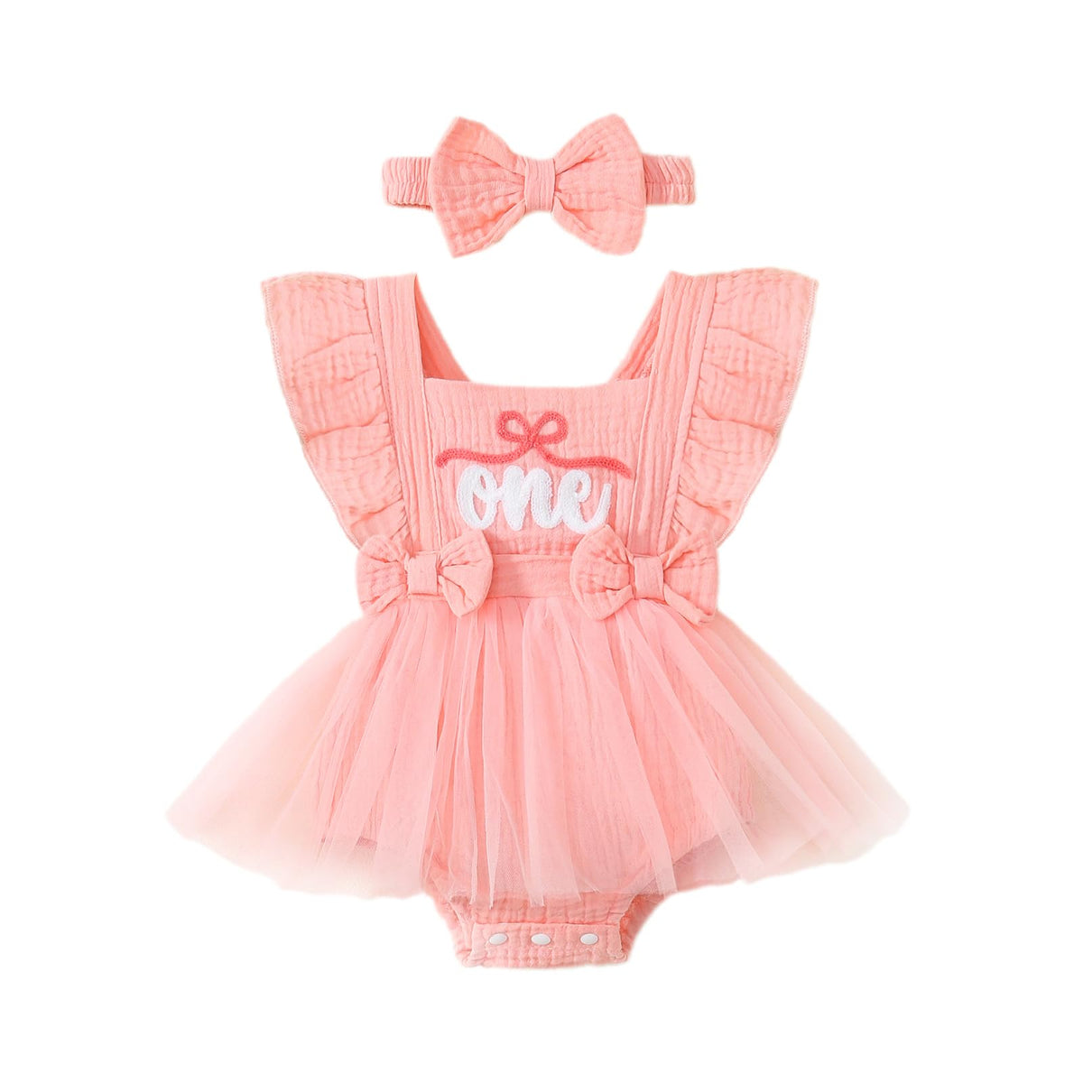 Baby Girl 1st Birthday Tulle Romper Dress Ruffle Bodysuit