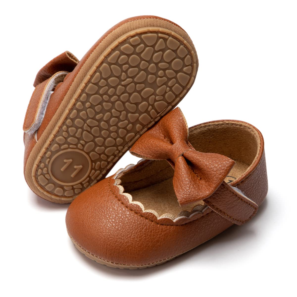 Baby Mary Jane Flats for Girls with Bowknot Cotton Anti Skid Sole Infant First Walker Princess Dress Crib Wedding Shoes