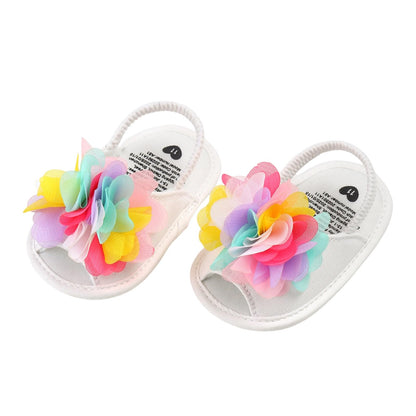 Baby Girl Sandals Flower Bowknot Soft Sole Anti Slip Rubber Wedding Dress Flats Toddler First Walking Shoes
