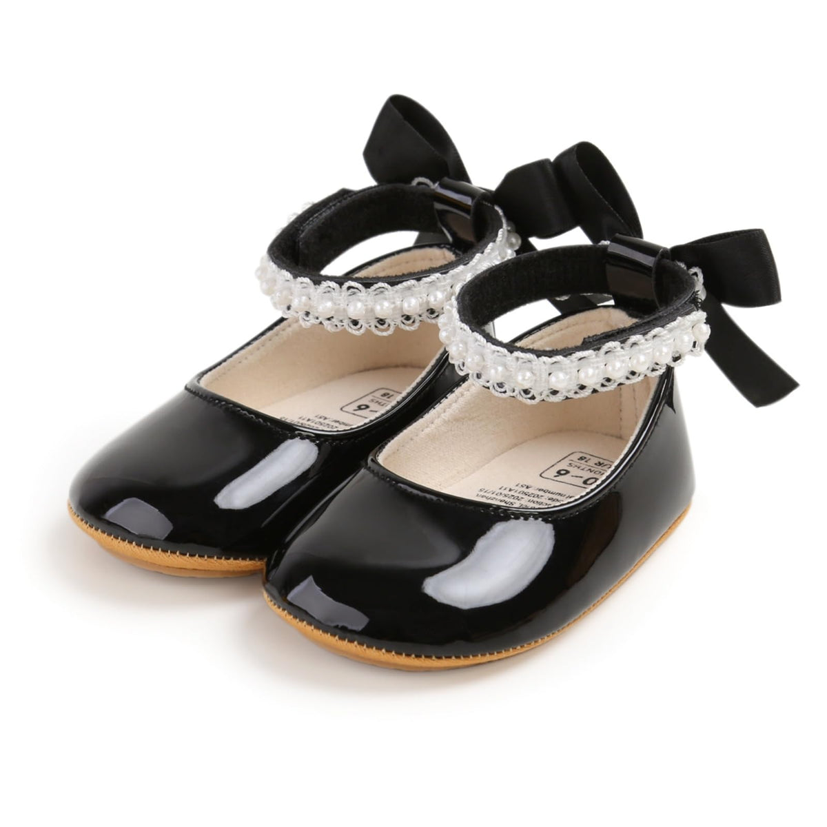 Baby Girls Mary Jane Flats Shoes with Non-Slip Soft Sole Toddler First Walkers Newborn Princess Dress Shoes