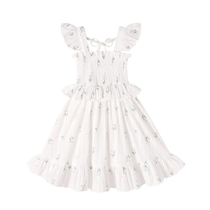 YOUNGER TREE Toddler Dress Baby Girls Cotton Ruffle Sleeveless Summer Dresses Kids Boho Beach Casual Sundress