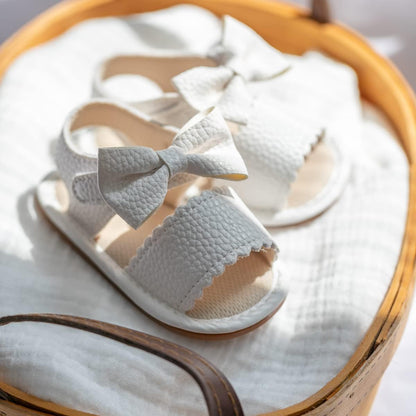 Babelvit Infant Baby Girl Boy Sandals Comfort Premium Summer Outdoor Casual Beach Shoes with Flower Bowknot Anti Slip Rubber Sole Newborn Toddler Prewalker First Walking Shoes