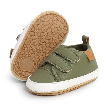 SOFMUO Baby Boys Girls High Top Ankle PU Leather Sneakers Soft Rubber Sole Infant Moccasins Newborn Oxford Loafers Anti-Slip Toddler Wedding Uniform Dress Shoes