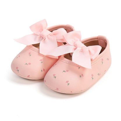 Baby Girls Mary Jane Flats Shoes with Non-Slip Soft Sole Toddler First Walkers Newborn Princess Dress Shoes