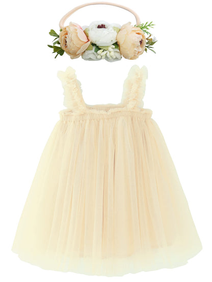 BGFKS Layered Tulle Tutu Dress for Toddler Girls,Baby Girl Rainbow Tutu Princess Skirt Set with Flower Headband.