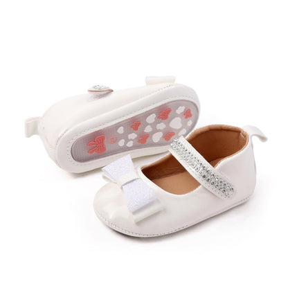 HsdsBebe Infant Baby Girls Mary Jane Flats Bow Non-Slip Soft Sole Princess Toddler First Walkers Sneaker Wedding Dress Shoes