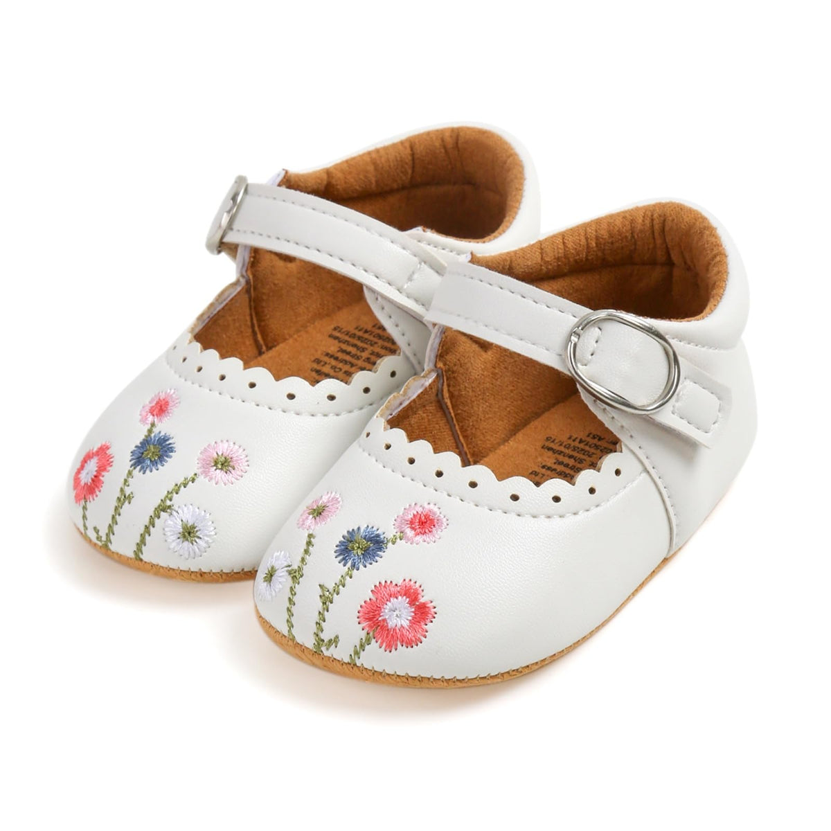 Baby Girls Mary Jane Flats Shoes with Non-Slip Soft Sole Toddler First Walkers Newborn Princess Dress Shoes