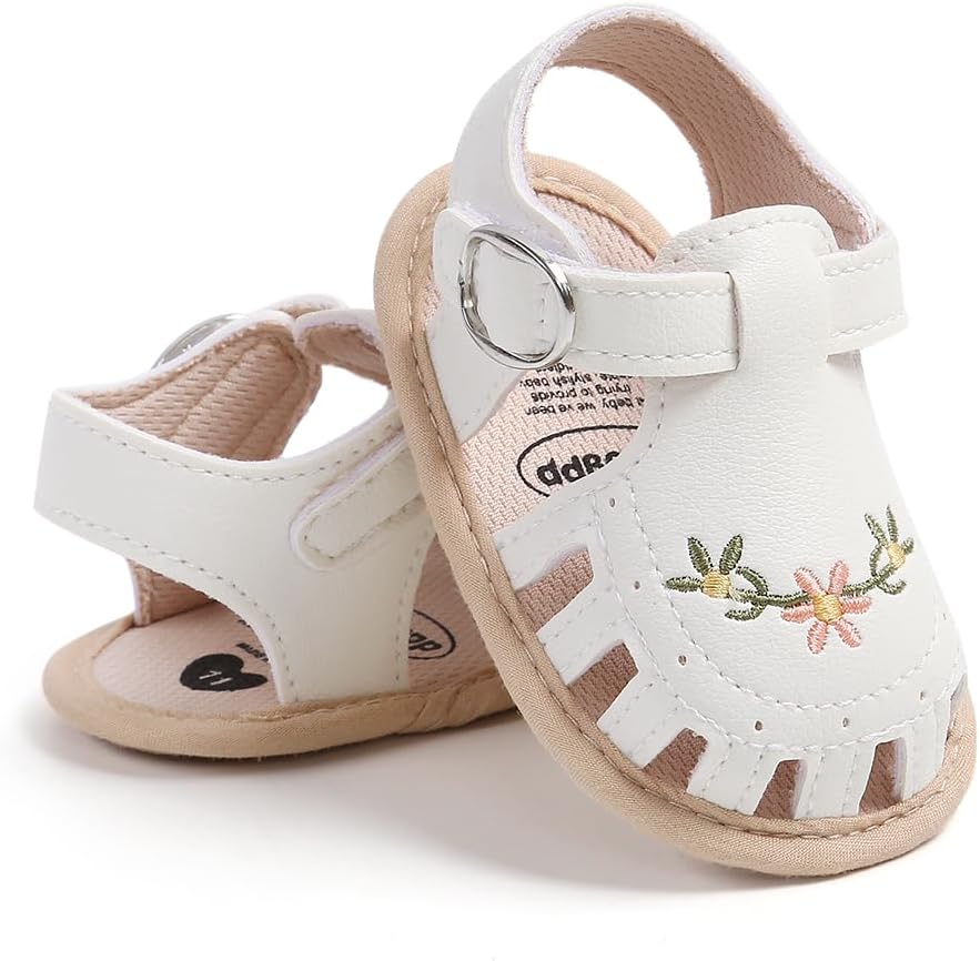 Infant Baby Girls Sandals Summer Baby Wedding Dress Flat Shoes Newborn Crib Shoes First Walkers Prewalkers Shoes