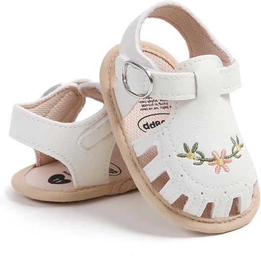 Infant Baby Girls Sandals Summer Baby Wedding Dress Flat Shoes Newborn Crib Shoes First Walkers Prewalkers Shoes