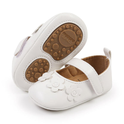 Baby Girls Mary Jane Flats Shoes with Non-Slip Soft Sole Toddler First Walkers Newborn Princess Dress Shoes