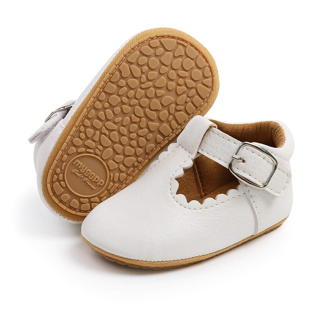 Baby Girls Mary Jane Flats Shoes with Non-Slip Soft Sole Toddler First Walkers Newborn Princess Dress Shoes