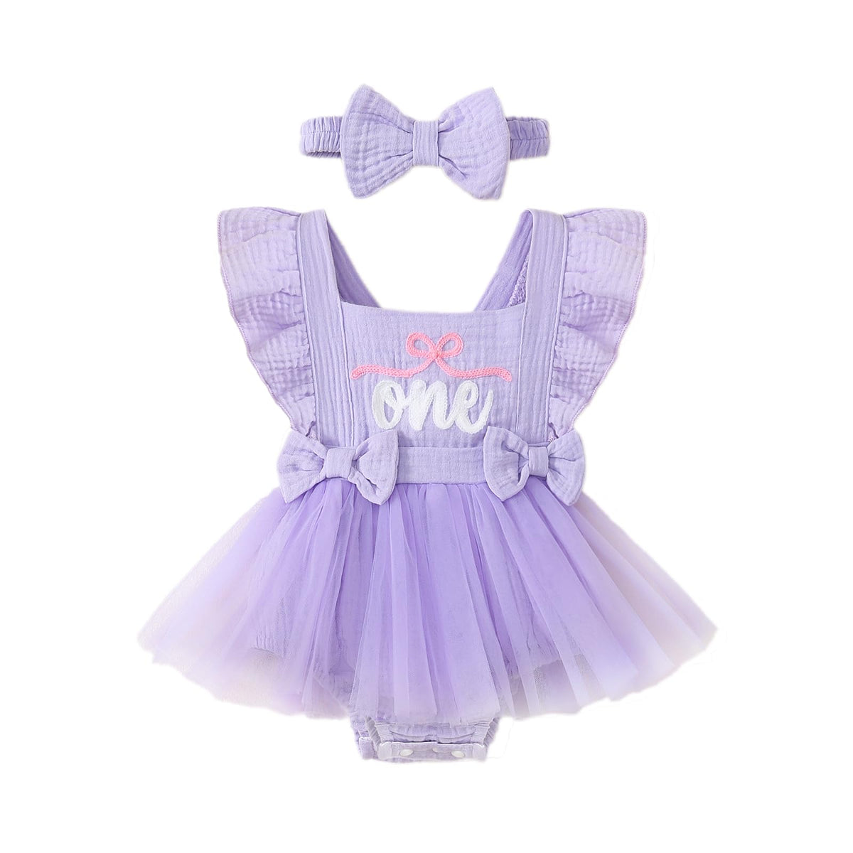 Baby Girl 1st Birthday Tulle Romper Dress Ruffle Bodysuit