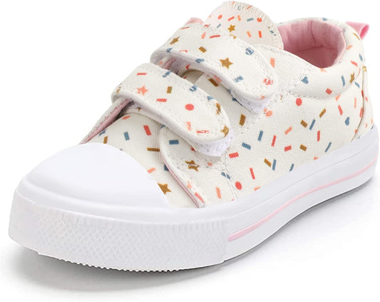 K KomForme Toddler Sneakers Girls Shoes with Dual Hook and Loops